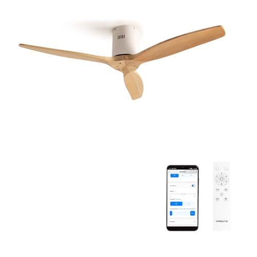 CREATE WINDCALM NATURAL WOOD M Weiß WLAN Ø132 cm