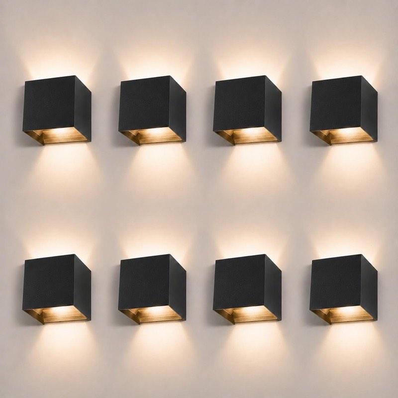 ledmo LED-Wandleuchte 12 W, 8 Stück, Schwarz