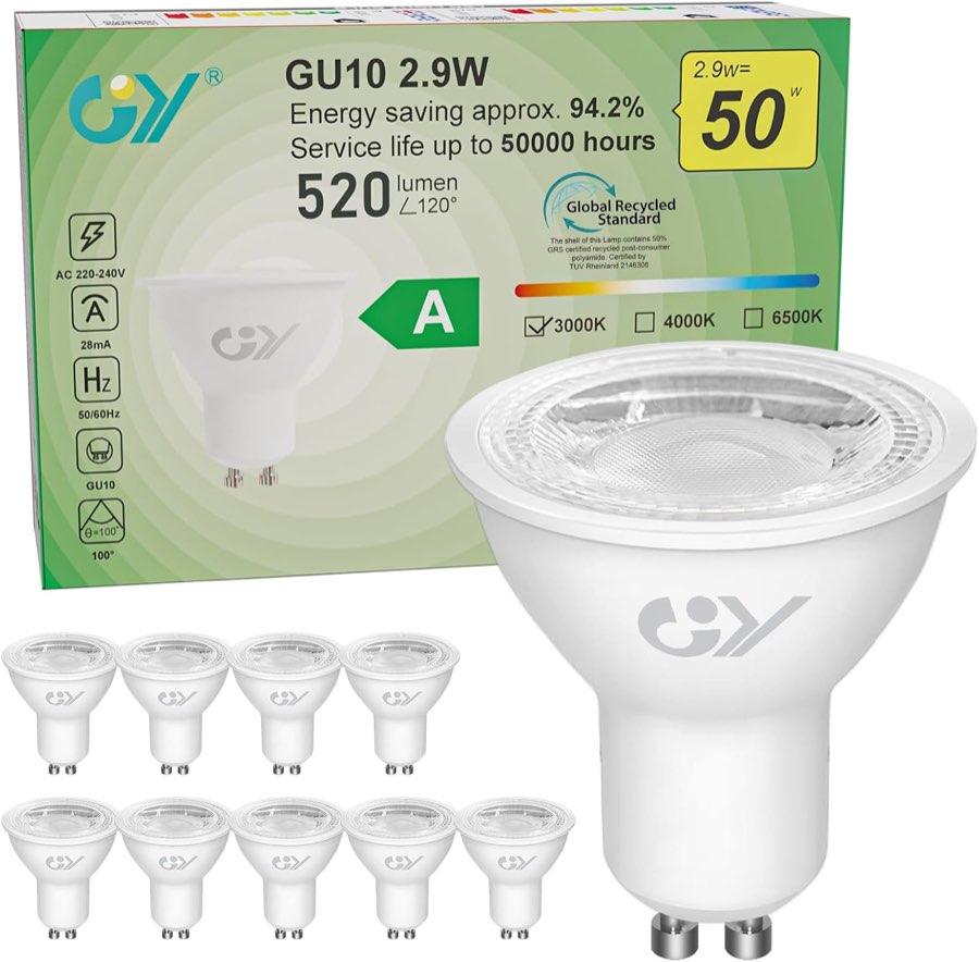 GY GU10 LED 2,9 W, 10er-Pack