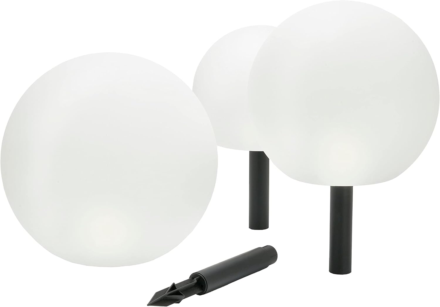 Lindby LED-Solarkugel, 3er-Set 20, 25 und 30 cm
