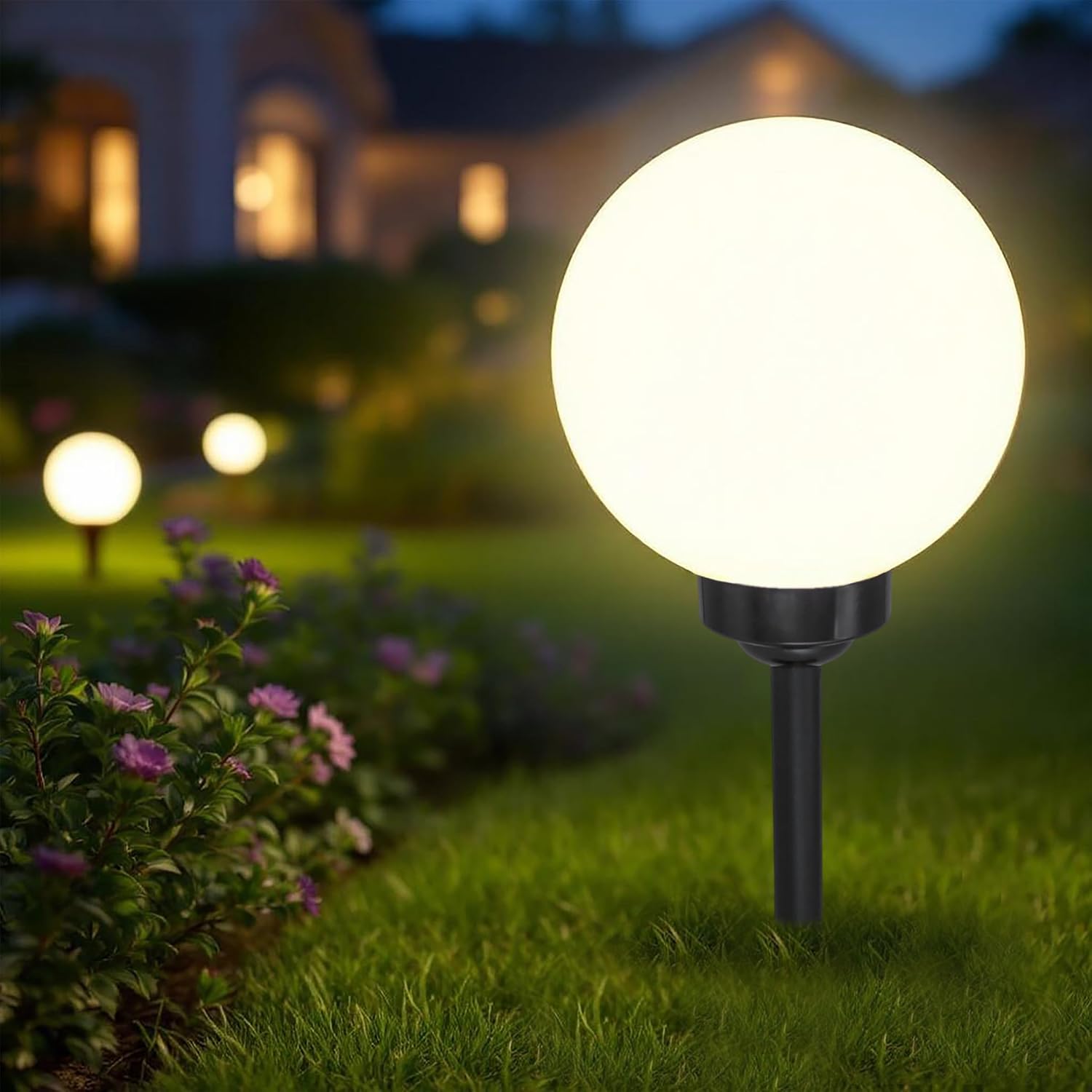 Spetebo LED-Solarkugel 20 cm, warmweiß, Erdspieß