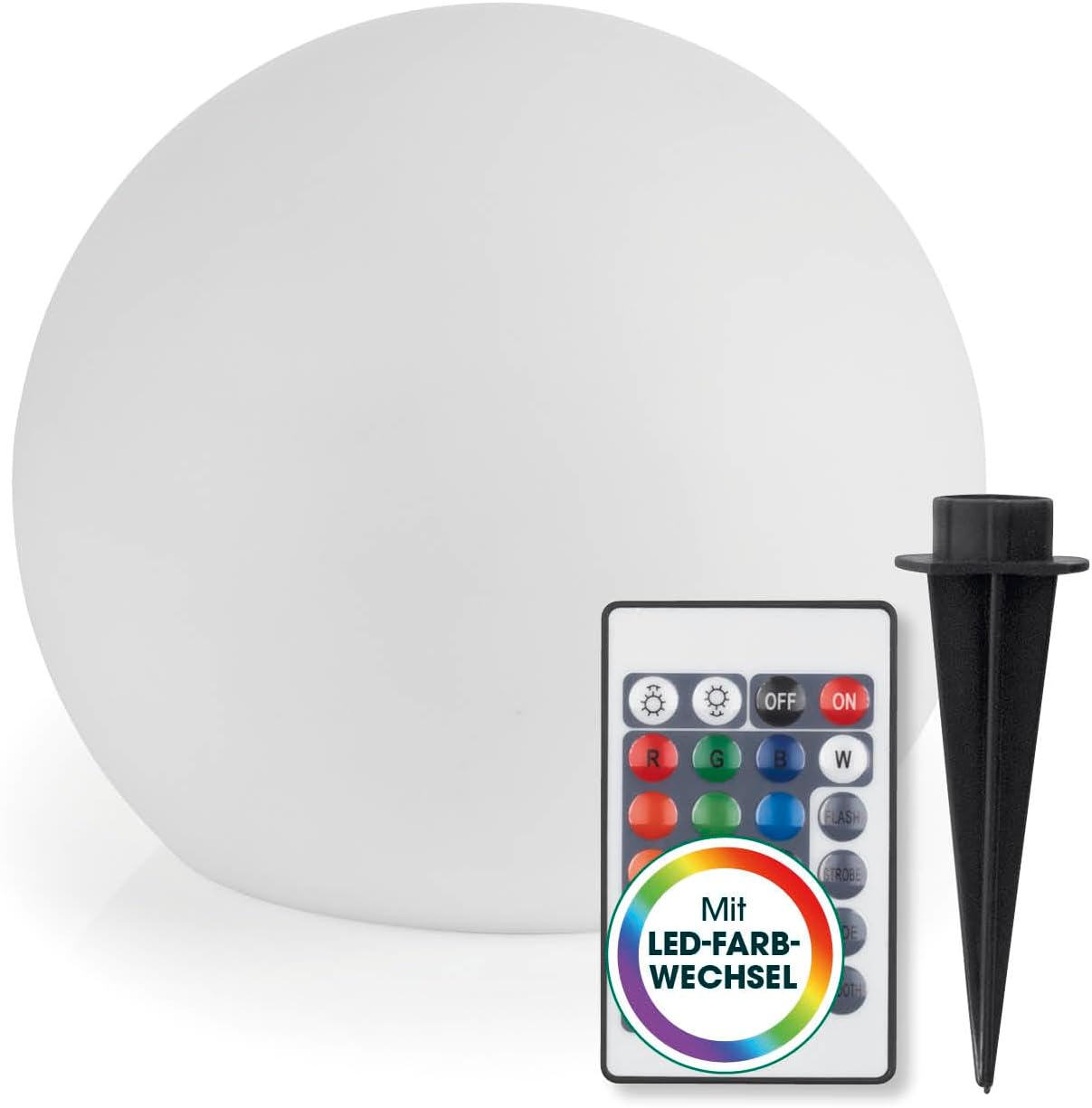 EASYmaxx LED-Solarkugel 20 cm, Farbwechsel, Fernbedienung