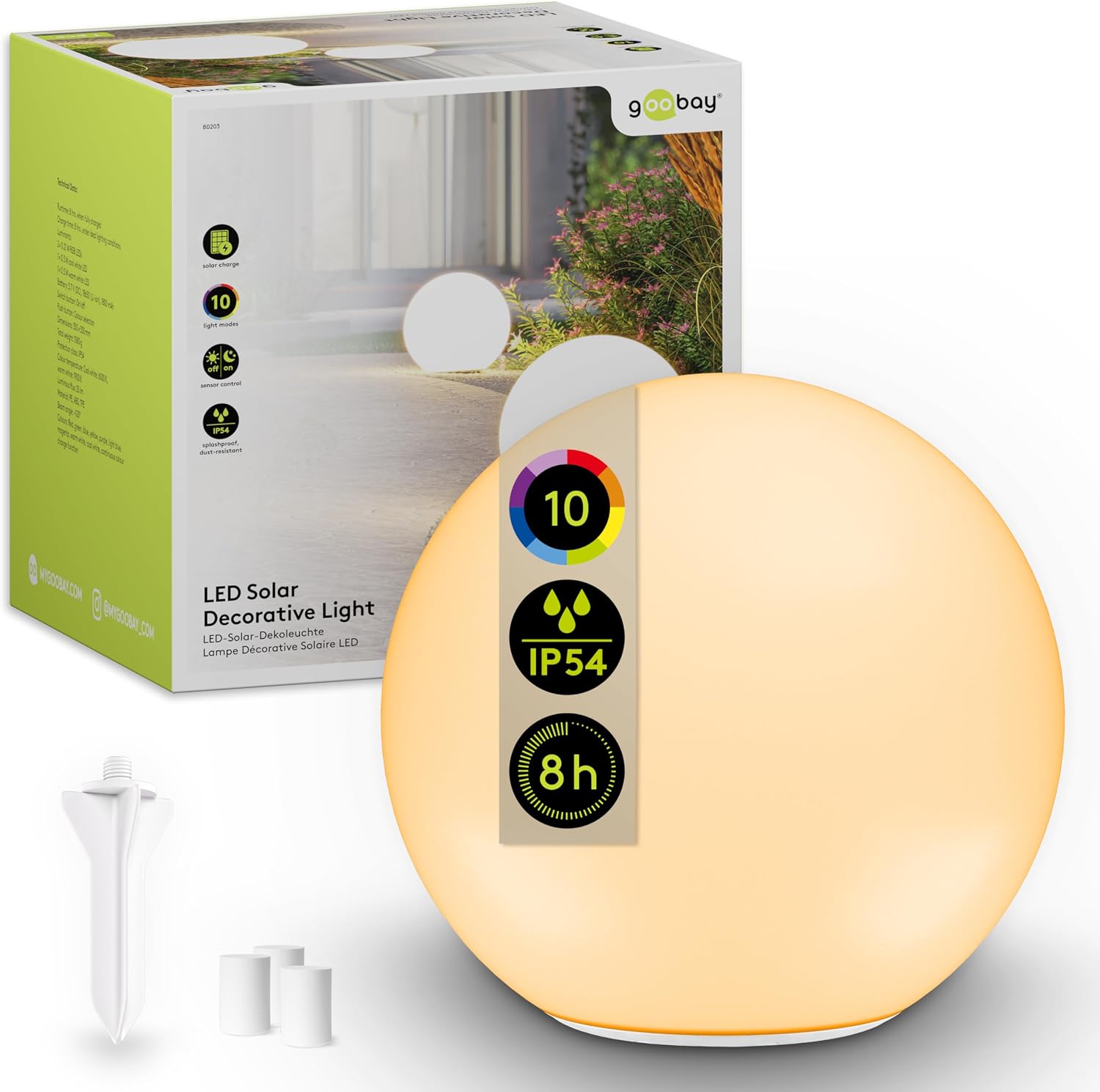 goobay goobay LED-Solarkugel 35 cm, RGB - Produktbild
