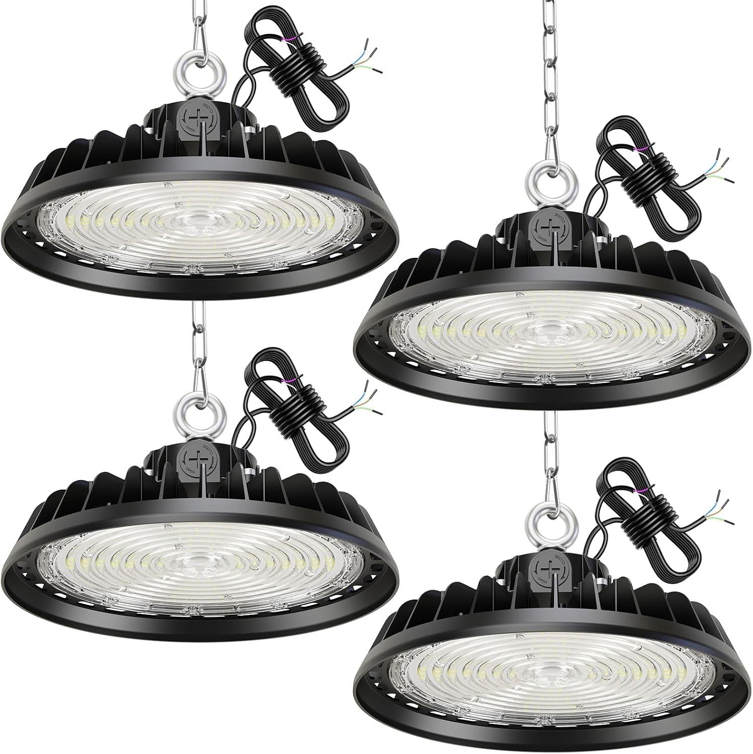 4 Stück 200W UFO LED Werkstattlampe 0-10V Dimmbare 4000K