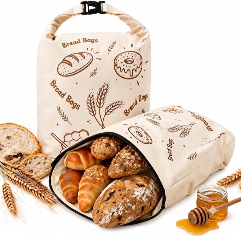 Vryna Bienenwachs-Brotbeutel 2er Zipper