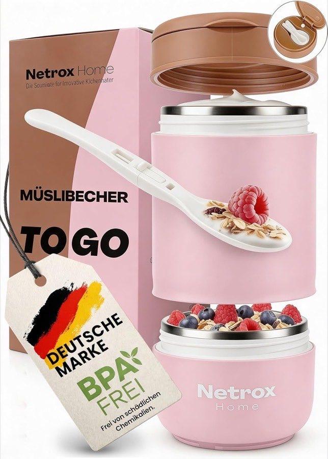 Netrox Netrox Müslibecher Edelstahl mit Löffel