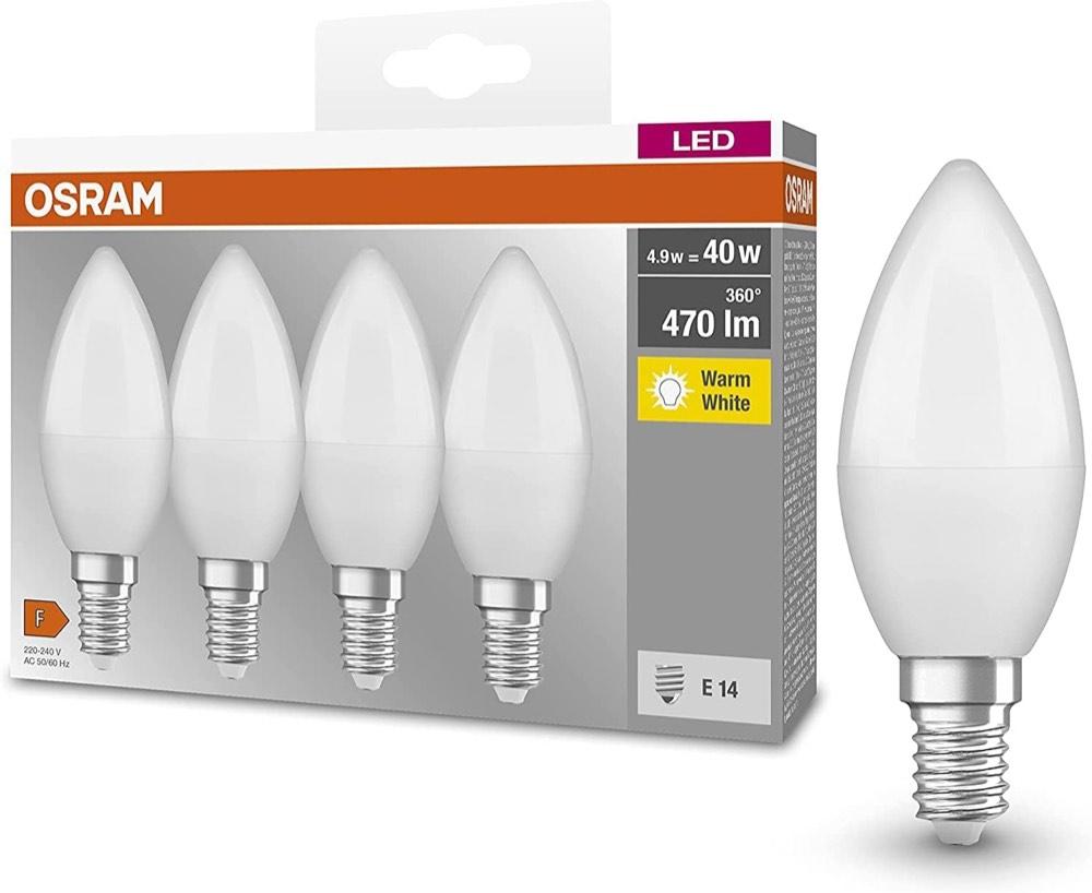 Osram LED Base Classic B, E14-Kerze matt, 470 lm, 2700 K, 4er