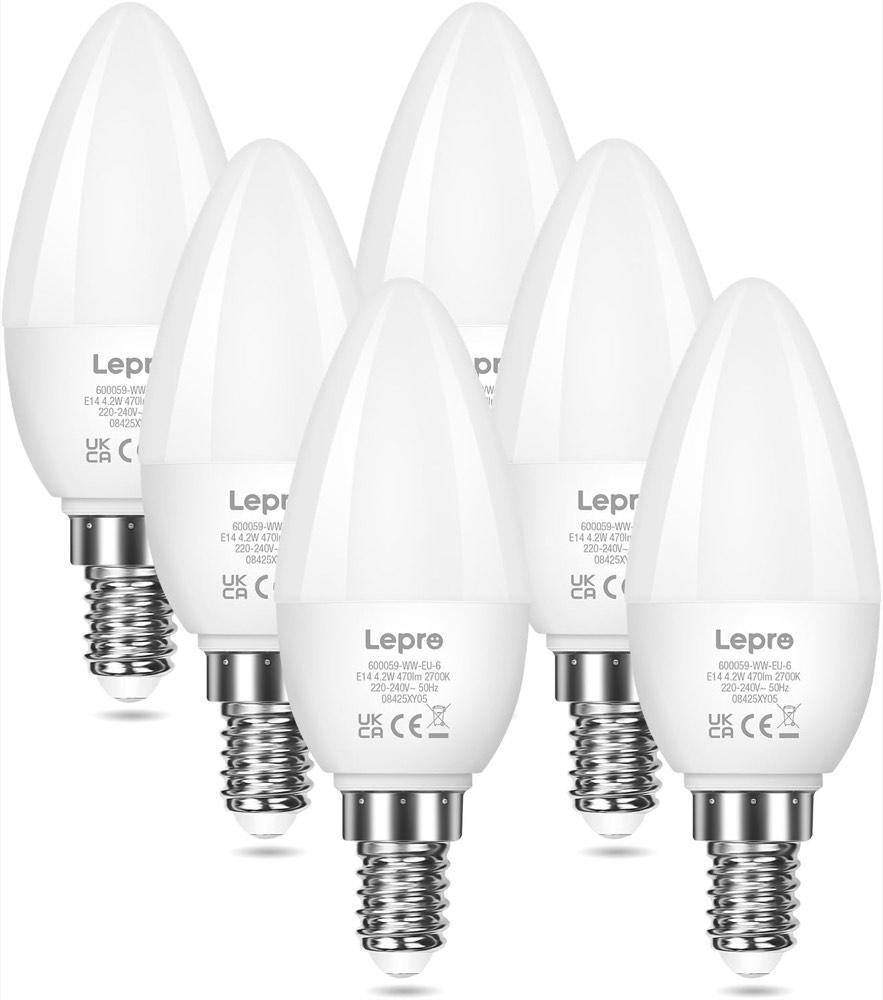 Lepro E14 C35, 4,2 W, 470 lm, 2700 K, nicht dimmbar, 6 Stück
