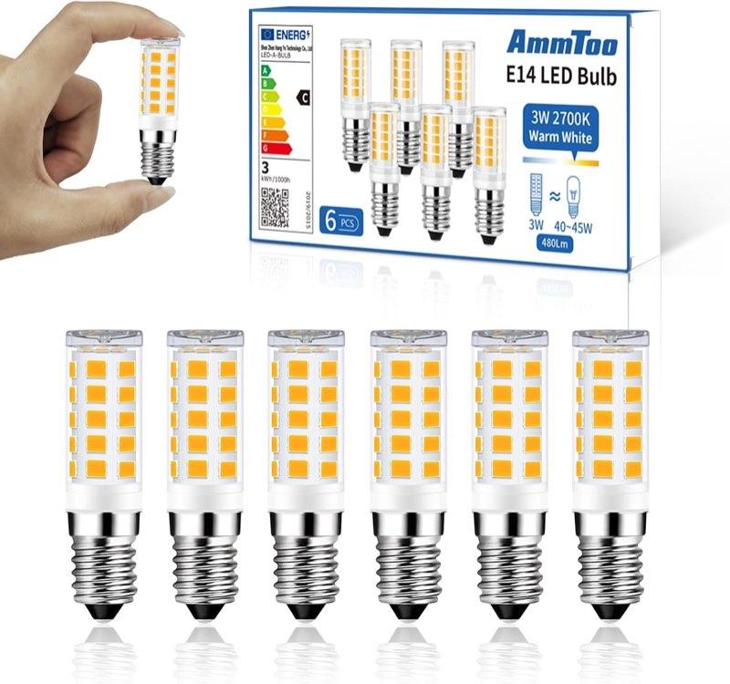 AmmToo E14, 3 W, 480 lm, 2700 K, 55 × 15,5 mm, 6 Stück