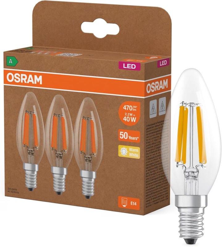 Osram E14 Filament, Klasse A im Titel, 2 W, 2700 K, 3 Stück