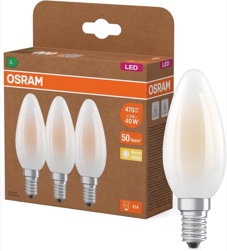 Osram E14 matt, Klasse A im Titel, 2700 K, 3 Stück