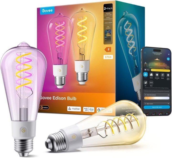 Govee Edison E27 ST64, 500 lm, RGBWW, 2er