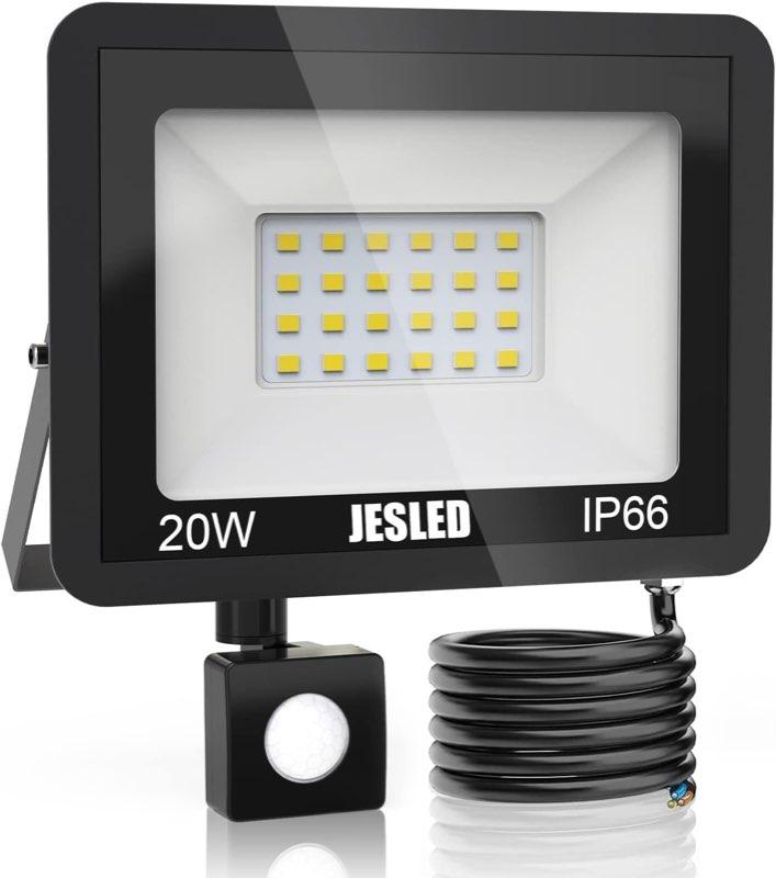 JESLED LED Strahler mit Bewegungsmelder, 20W 2200LM, 6000K, IP66
