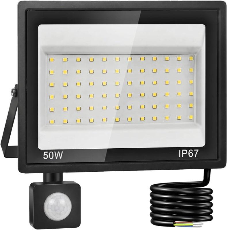 LED Außenstrahler mit Bewegungsmelder, 50W, 5000 lm, IP67