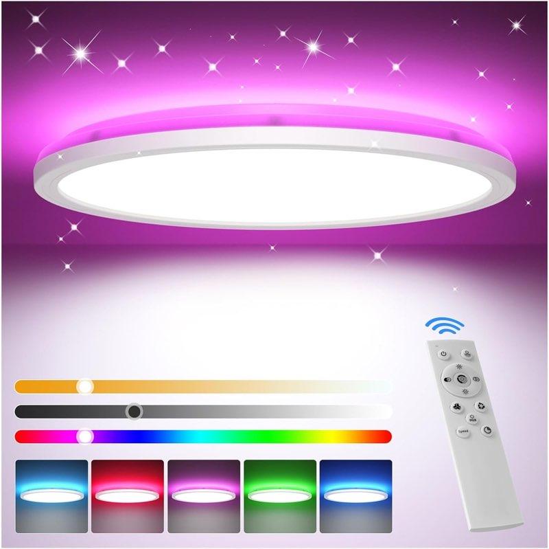 k. A. LED Deckenleuchte 24 W RGB, IP44, Ø 30 cm, 2,7 cm flach
