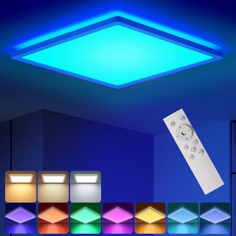 BLNAN RGB LED Deckenleuchte, 24 W, 2400 lm, 30×30 cm