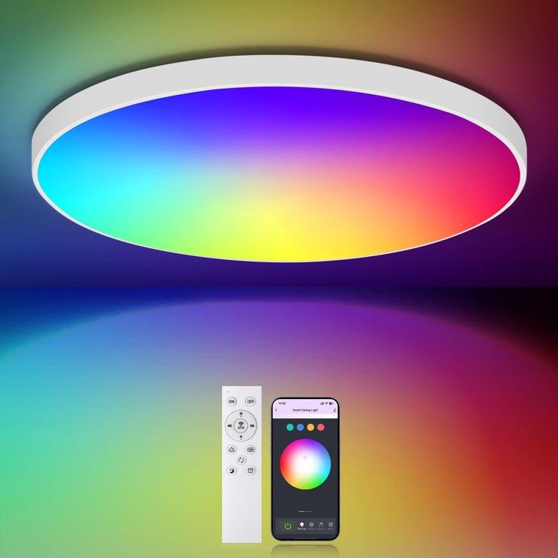 k. A. LED Deckenleuchte 24 W Ø30 cm, RGB & CCT, IP54, App