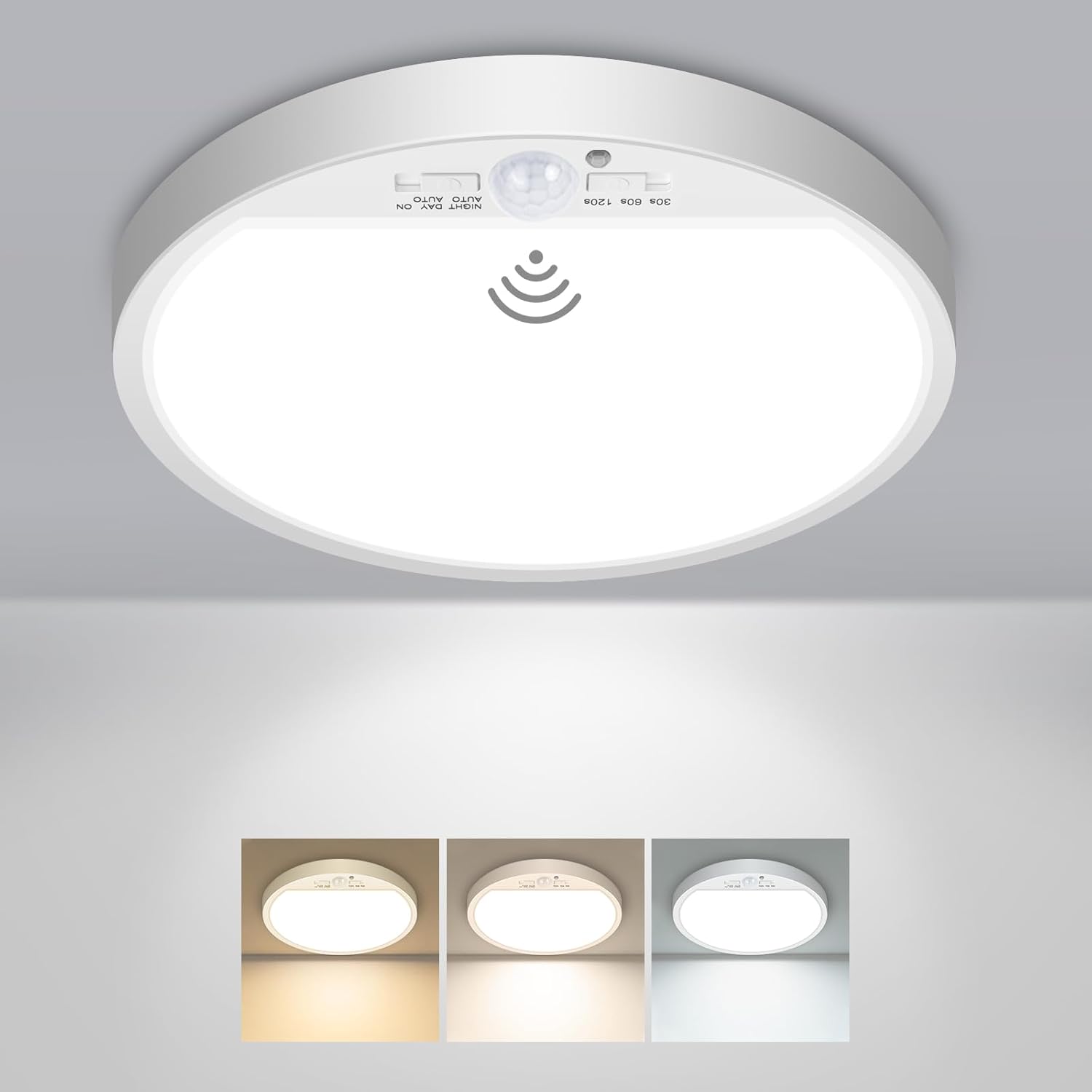 slochi Deckenlampe mit Bewegungsmelder, 15W 1500LM, Ø18 cm