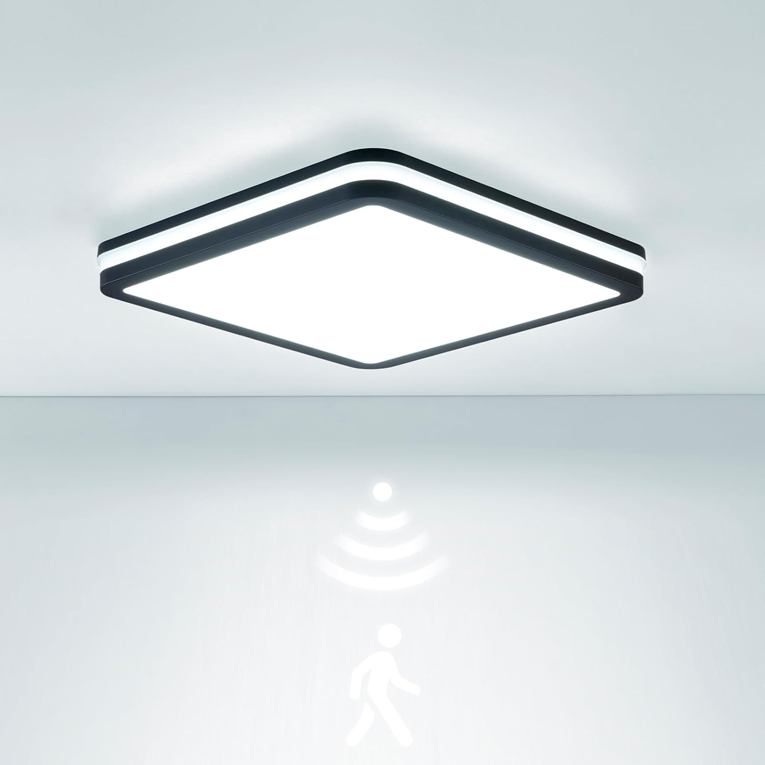 LEZOE LEZOE LED Deckenleuchte mit Bewegungsmelder IP65, 18W 2700lm, 22×22 cm