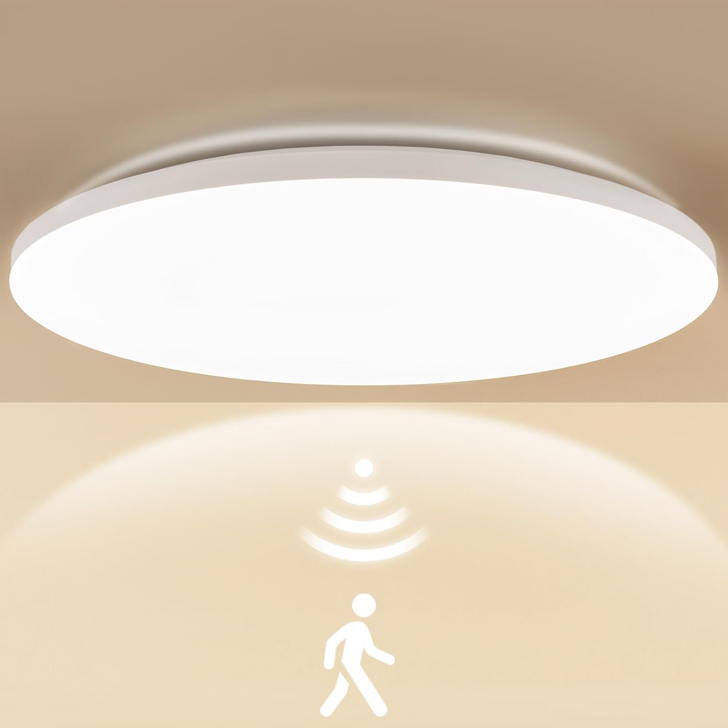 LEZOE LED Deckenleuchte mit Bewegungsmelder Ø35cm, 24W 3250LM, 4000K, IP54 als Testsieger