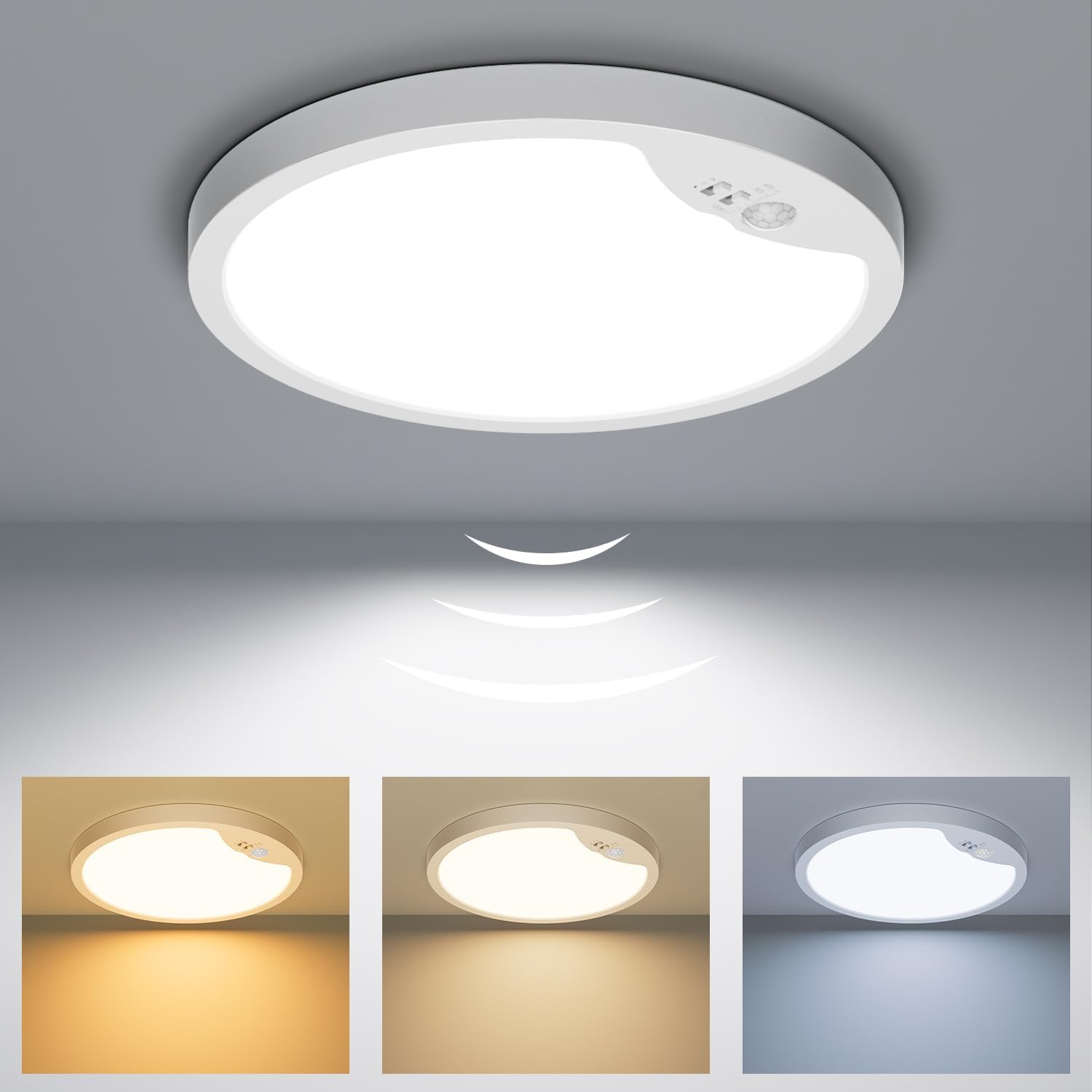 – Deckenlampe mit Bewegungsmelder PIR 18W 1800lm, Ø22cm, 2700–6500K