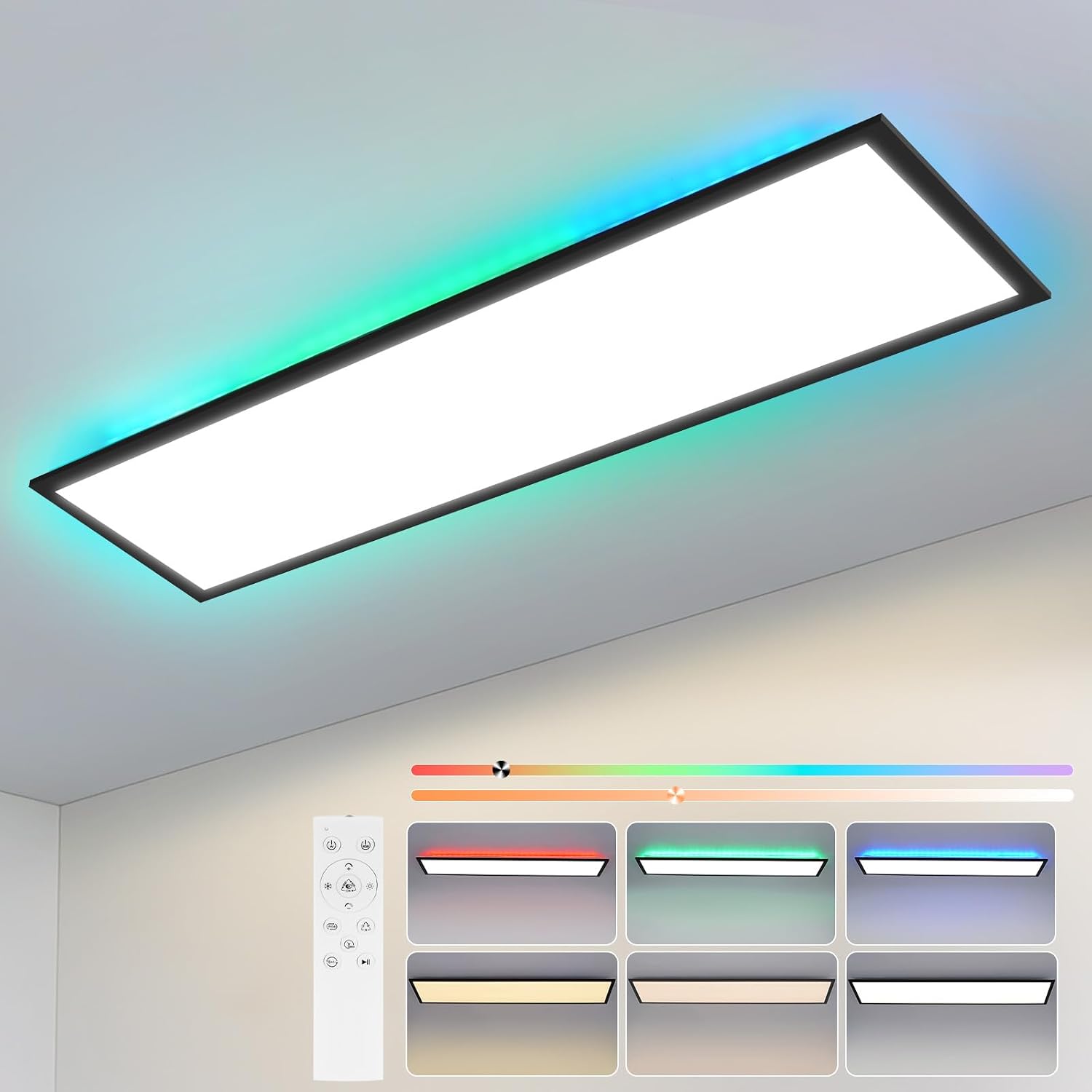 LED-Panel 120×30 cm, 36 W, CCT und RGB, dimmbar