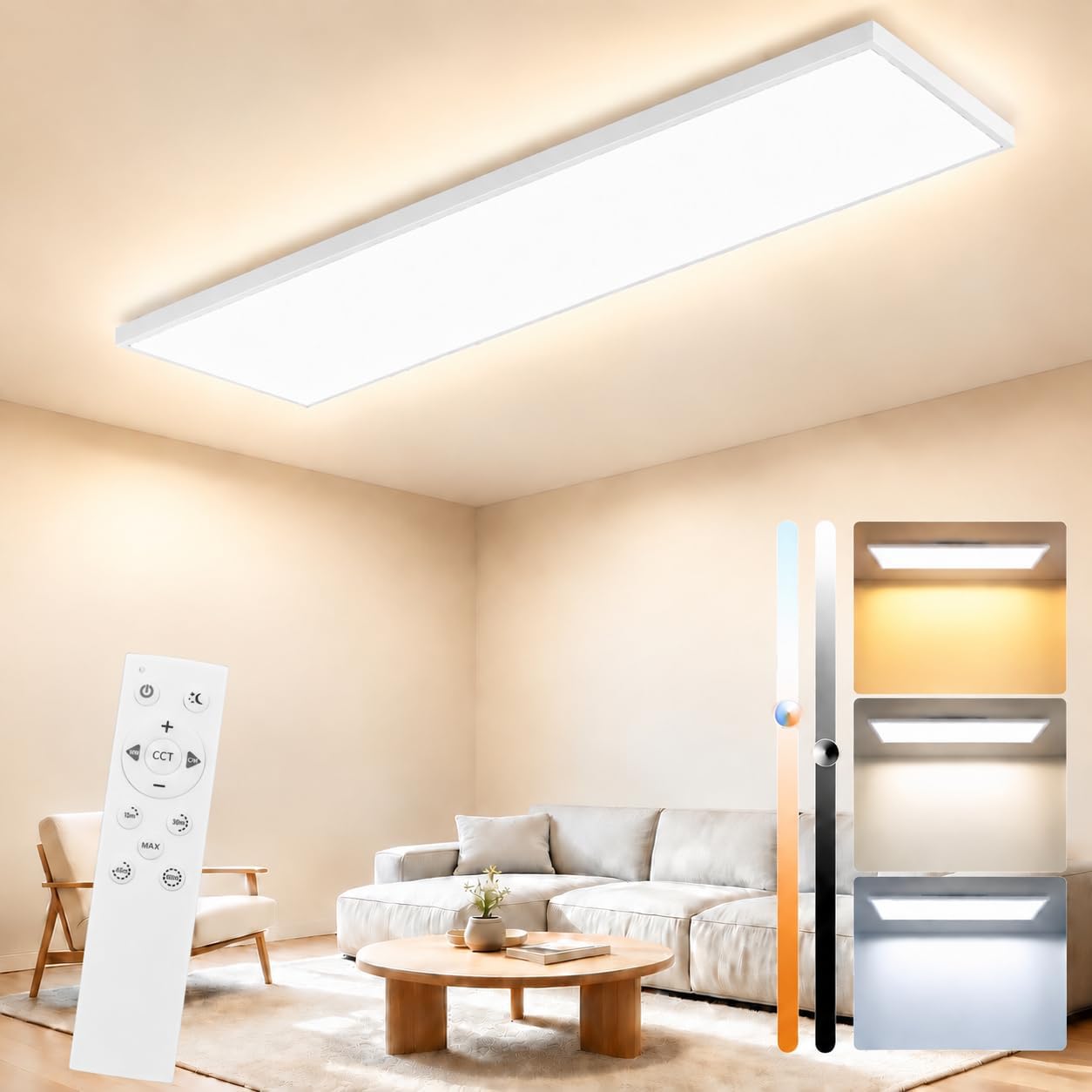 ZMH LED-Panel 120×30 cm, 24 W, CCT dimmbar