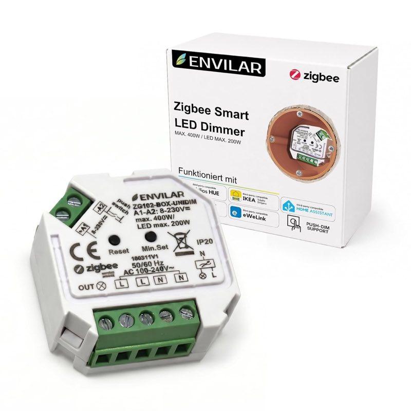 ENVILAR Zigbee-Unterputzdimmer ZG102, bis 200 W, Gateway nötig