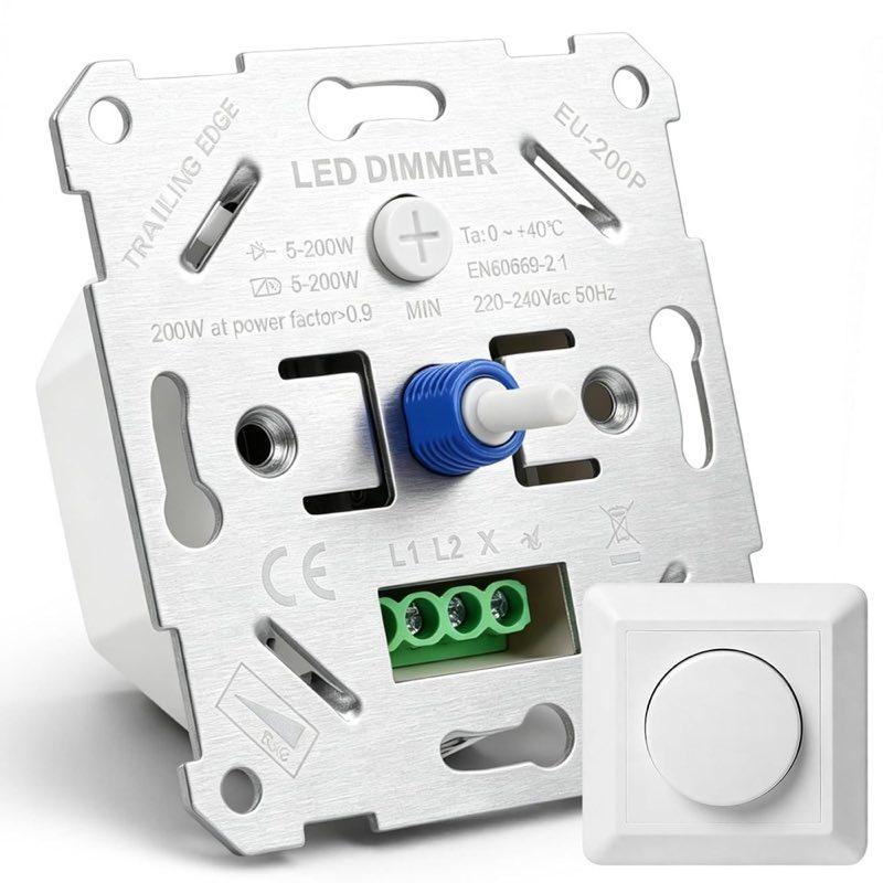 GeyouLux Unterputz-Drehdimmer, Phasenabschnitt 5–200 W, 55 mm