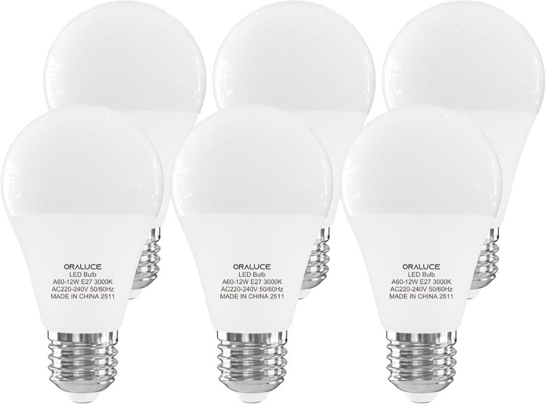 ORALUCE E27 A60, 12 W, 3000 K, CRI über 82, 6er