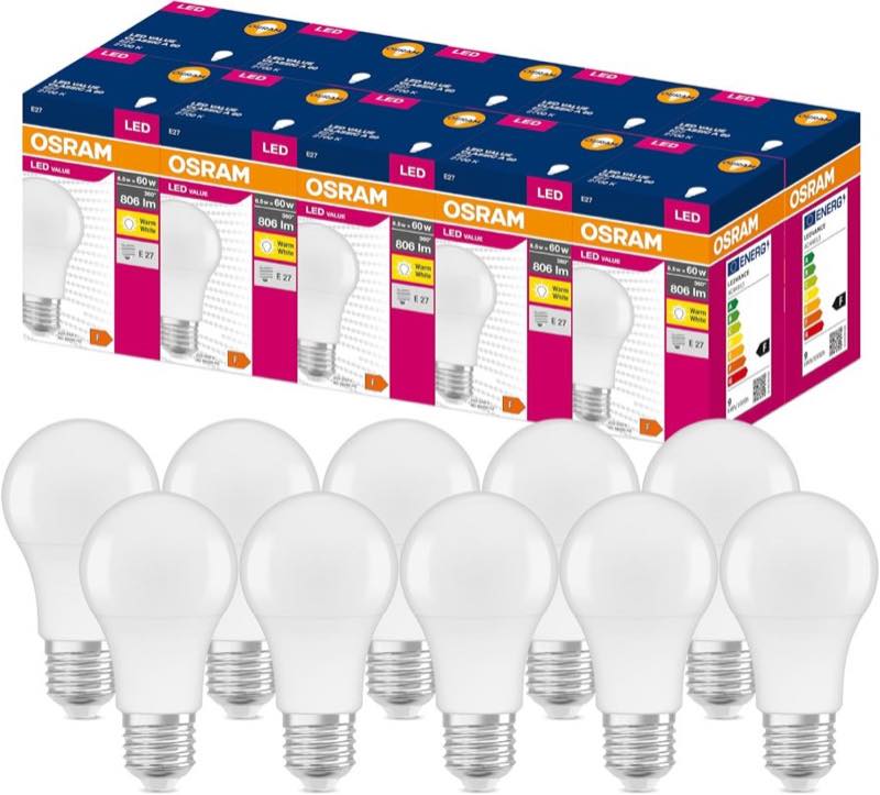 Osram Value Classic A, matt, 8,5 W, 806 lm, 2700 K, 10er