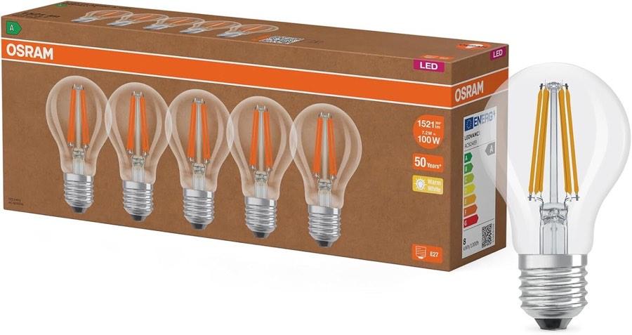 Osram LED Filament Klasse A, 1521 lm, 2700 K, 5er
