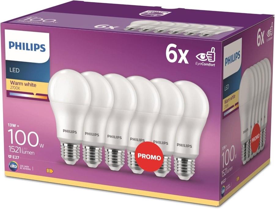 Philips LED Classic A60, E27, 2700 K, 6er