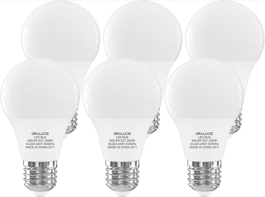 ORALUCE E27 A60, 9 W, 900 lm, 3000 K, Klasse F, 6er