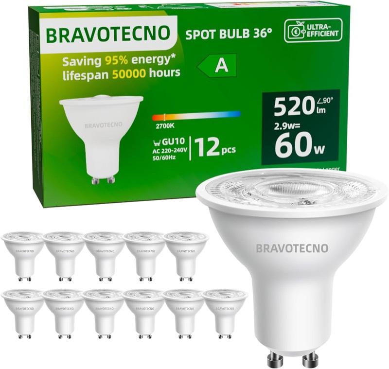 bravotecno GU10 LED warmweiß, 12 Stück