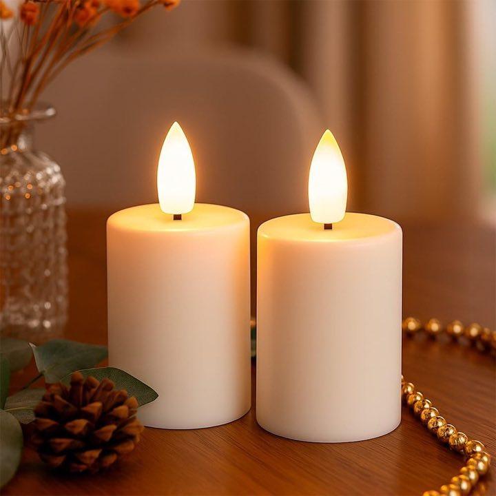 Ideen mit Herz LED-Stumpen 2er Echtwachs, Timer 6/18
