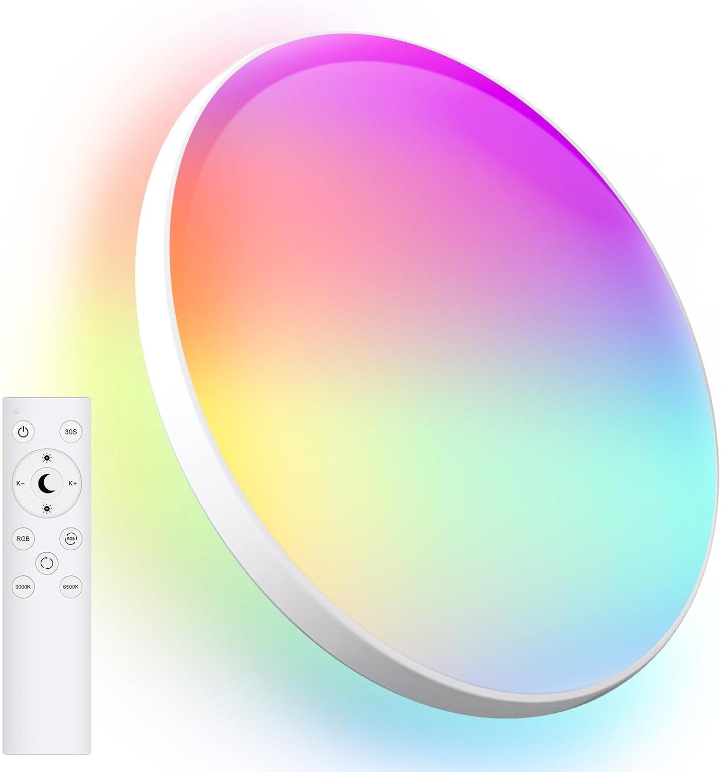 Oraymin RGB-Deckenleuchte 18 W mit Fernbedienung, Ø 22,8 cm