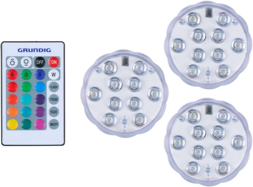 Grundig LED-Spot 3er-Set mit Fernbedienung, IP65