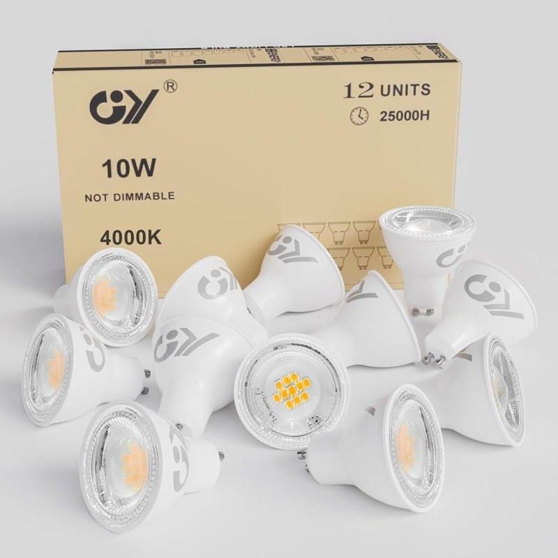 GY GU10, 10 W, 1100 lm, 4000 K, 120°, 12er