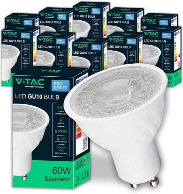 V-TAC GU10, 6 W, 445 lm, 6500 K, 10er