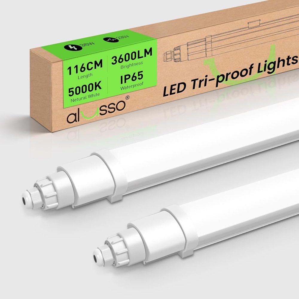 ALUSSO 2er-Set LED-Feuchtraumleuchte 120 cm, 36 W, 3600 lm, IP65