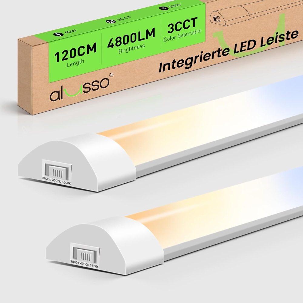 ALUSSO 2er-Set LED-Leiste 120 cm, 40 W, 4800 lm, drei Farbtemperaturen