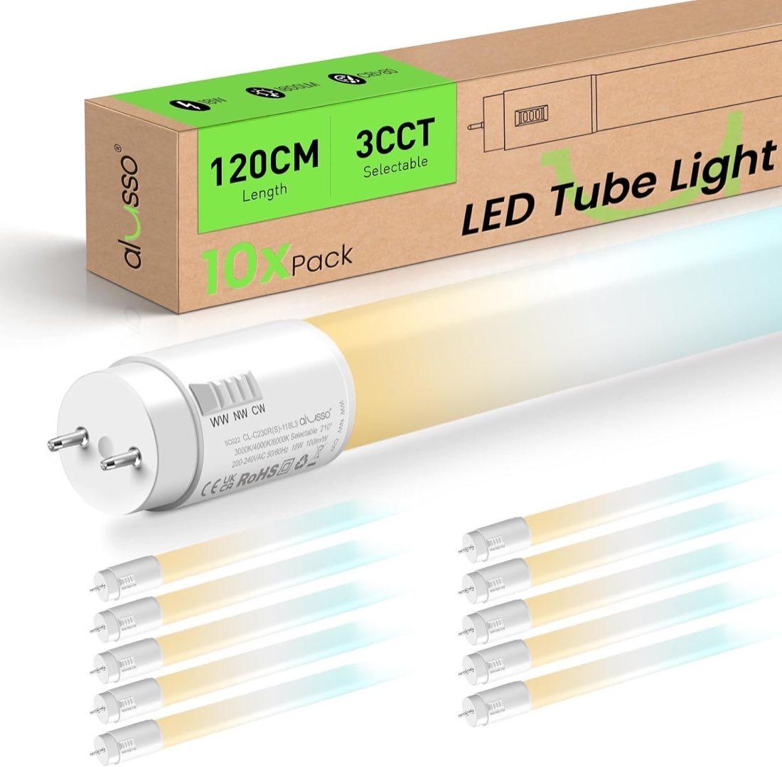 ALUSSO 3CCT LED Röhre 120 cm, 18 W, T8, 10er-Pack