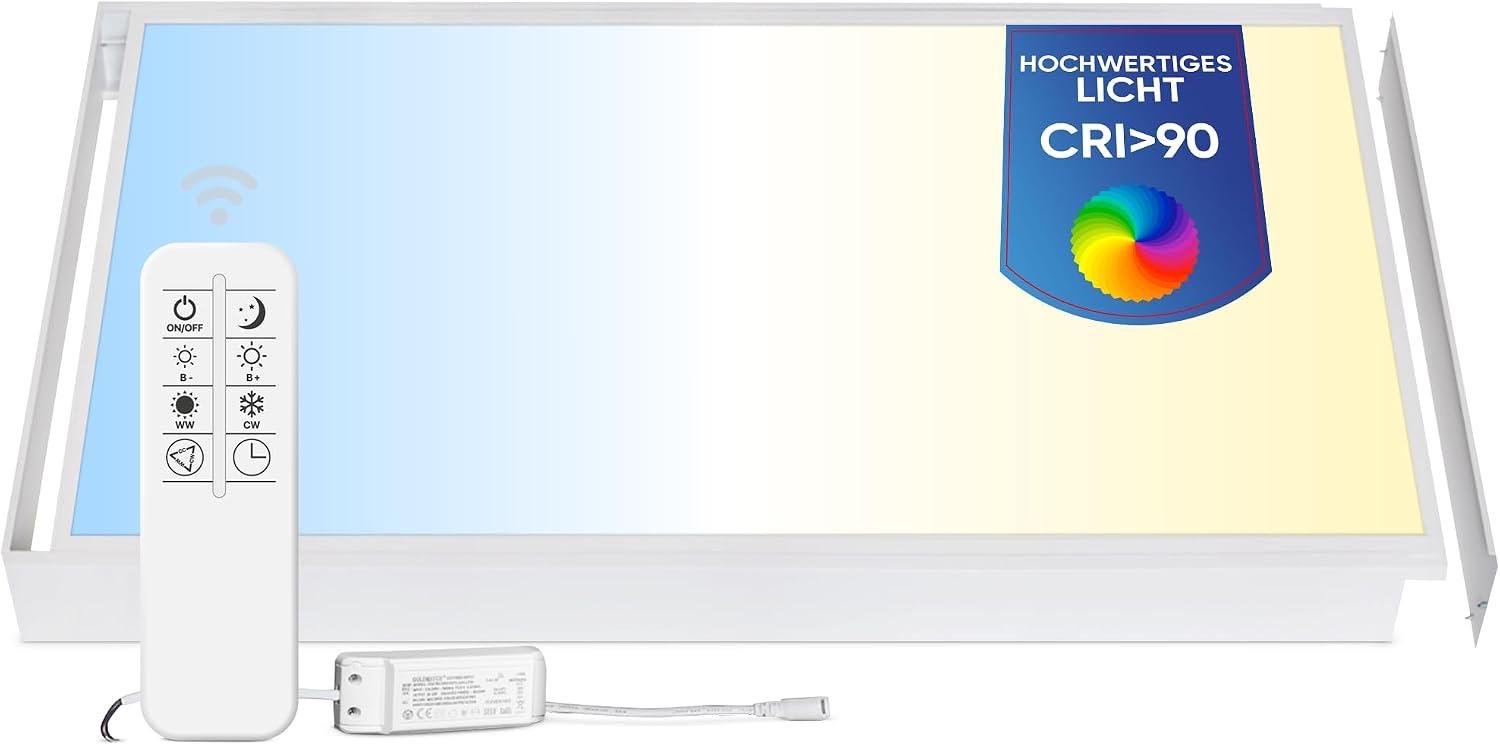 LECOM LED-Panel 120×60, CCT dimmbar, Aufbaurahmen als Testsieger