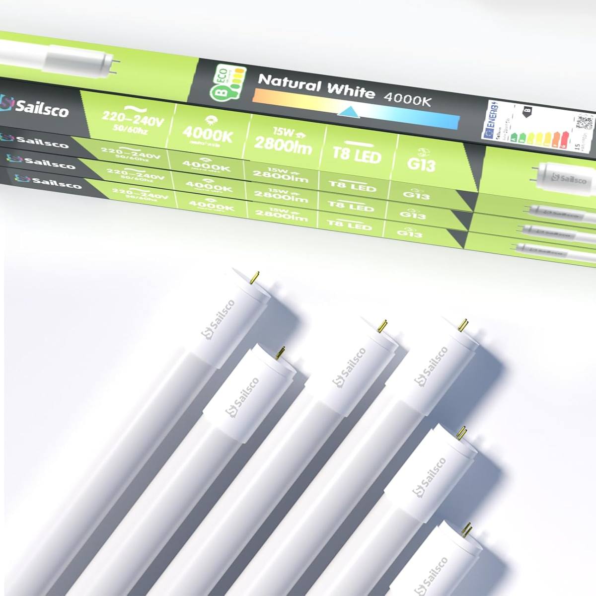 Sailsco 6× 15 W 4000 K, Energieklasse B, mit Starter