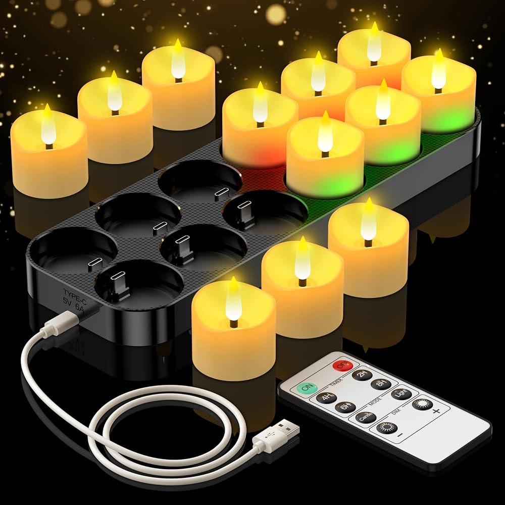 daphomeu wiederaufladbare LED-Teelichter, 12 Stück