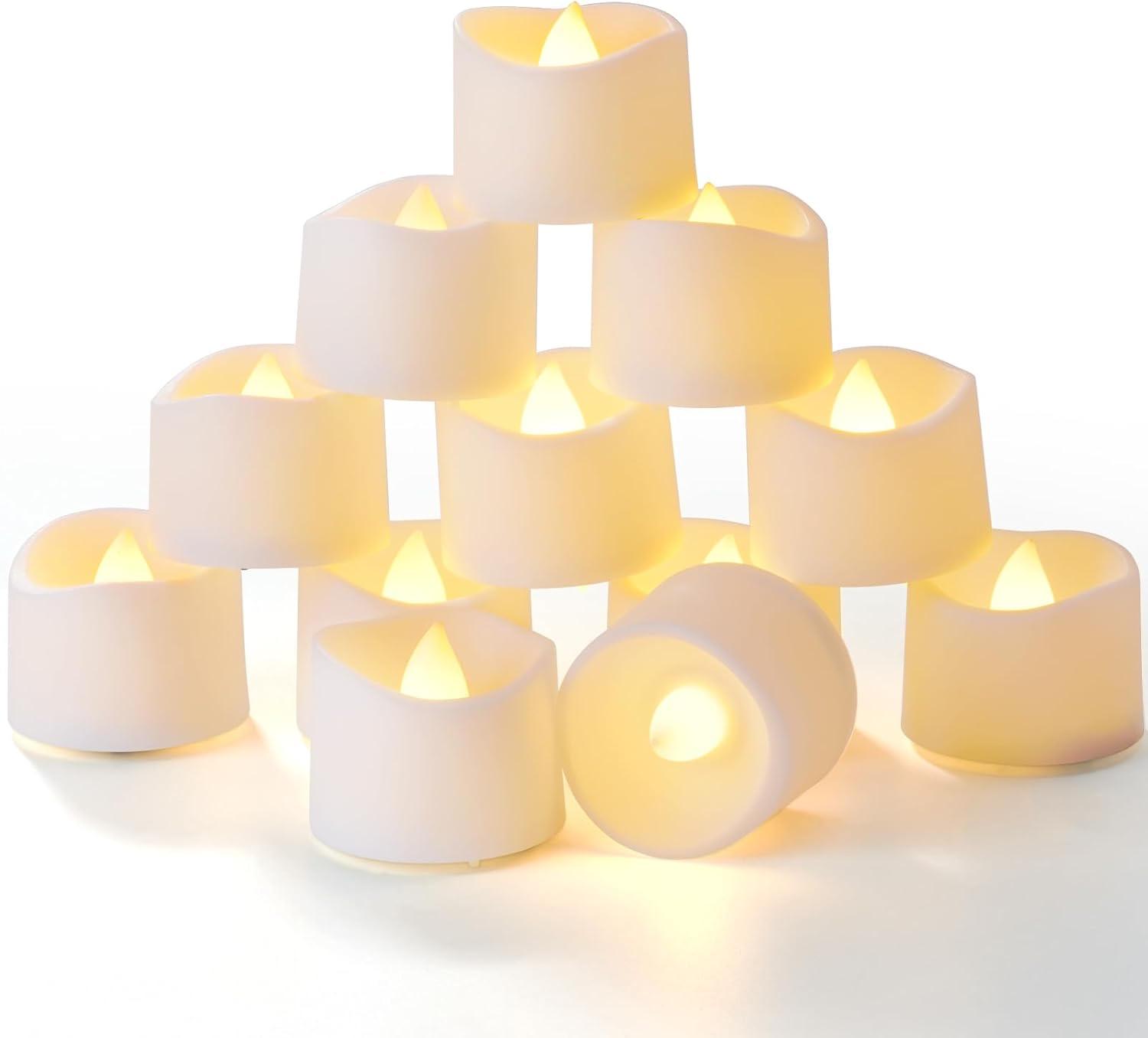 Homemory 24 LED-Teelichter mit Timer, flackernd