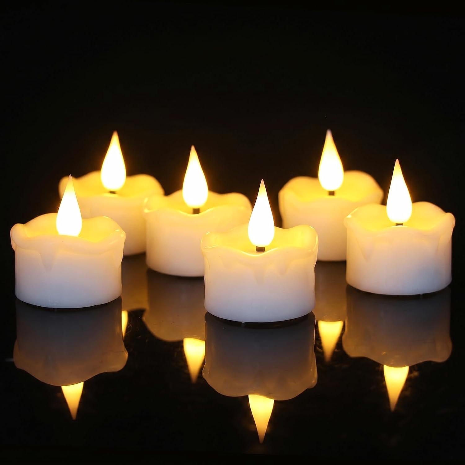 Eldnacele Eldnacele 6 LED-Teelichter Echtwachs 3D-Flamme mit Timer