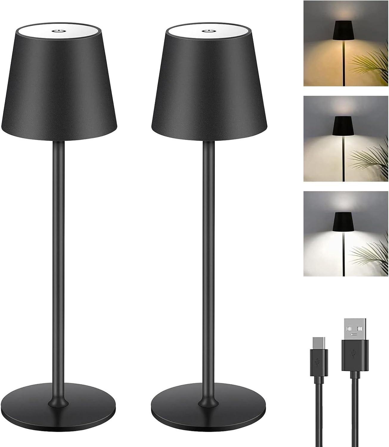 2× LED Akku Tischlampe Touch USB-C
