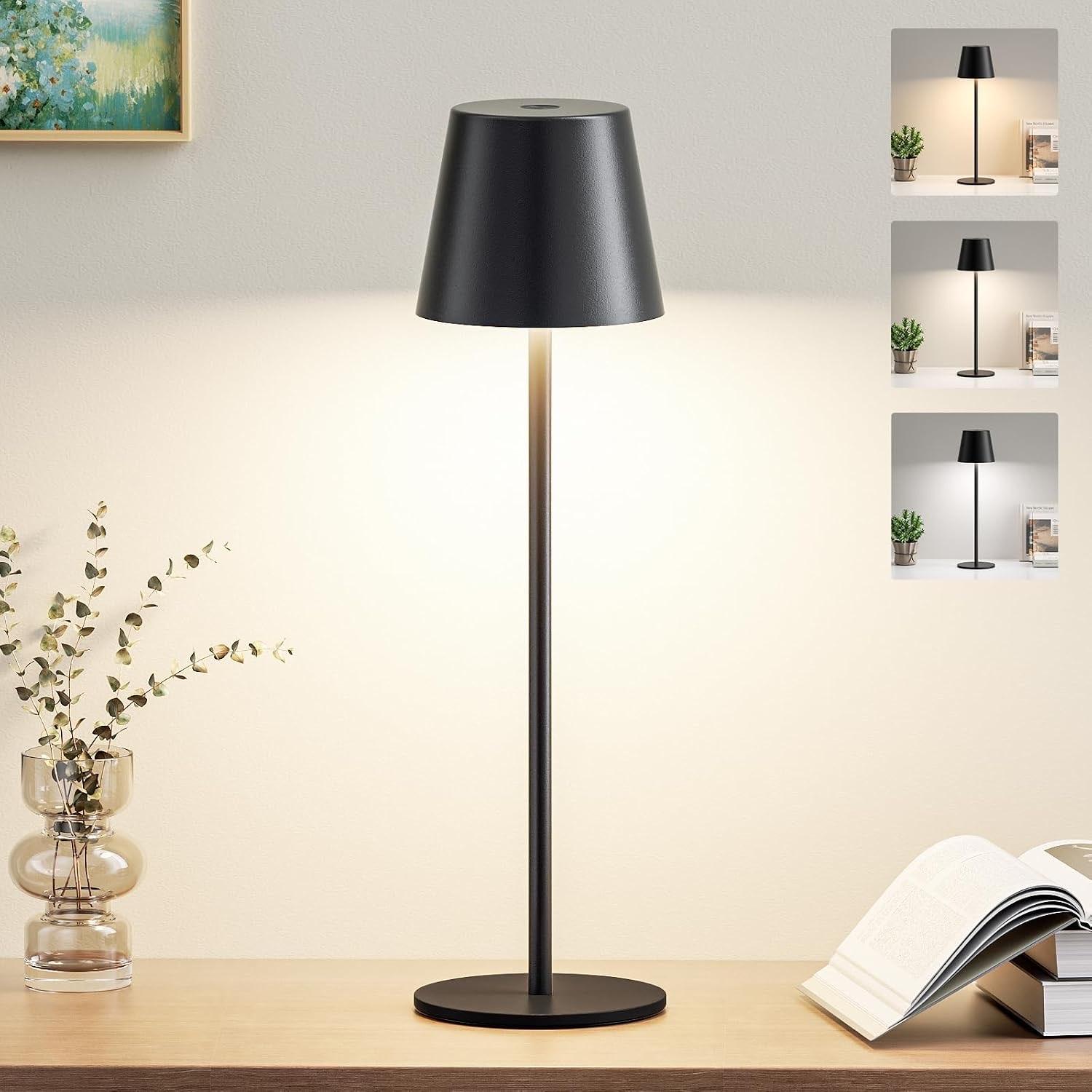 Tischlampe Kabellos LED Akku Outdoor Indoor, schwarz